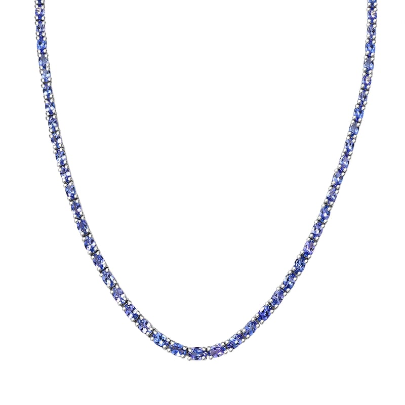 D'Joy Tanzanite Floral Vine Necklace in Rhodium Over Sterling Silver 18.85 ctw  (18 Inches)