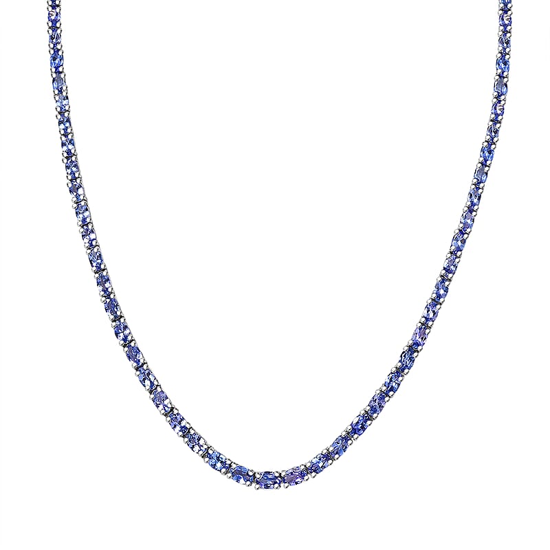 D'Joy Tanzanite Floral Vine Necklace in Rhodium Over Sterling Silver 18.85 ctw  (18 Inches)
