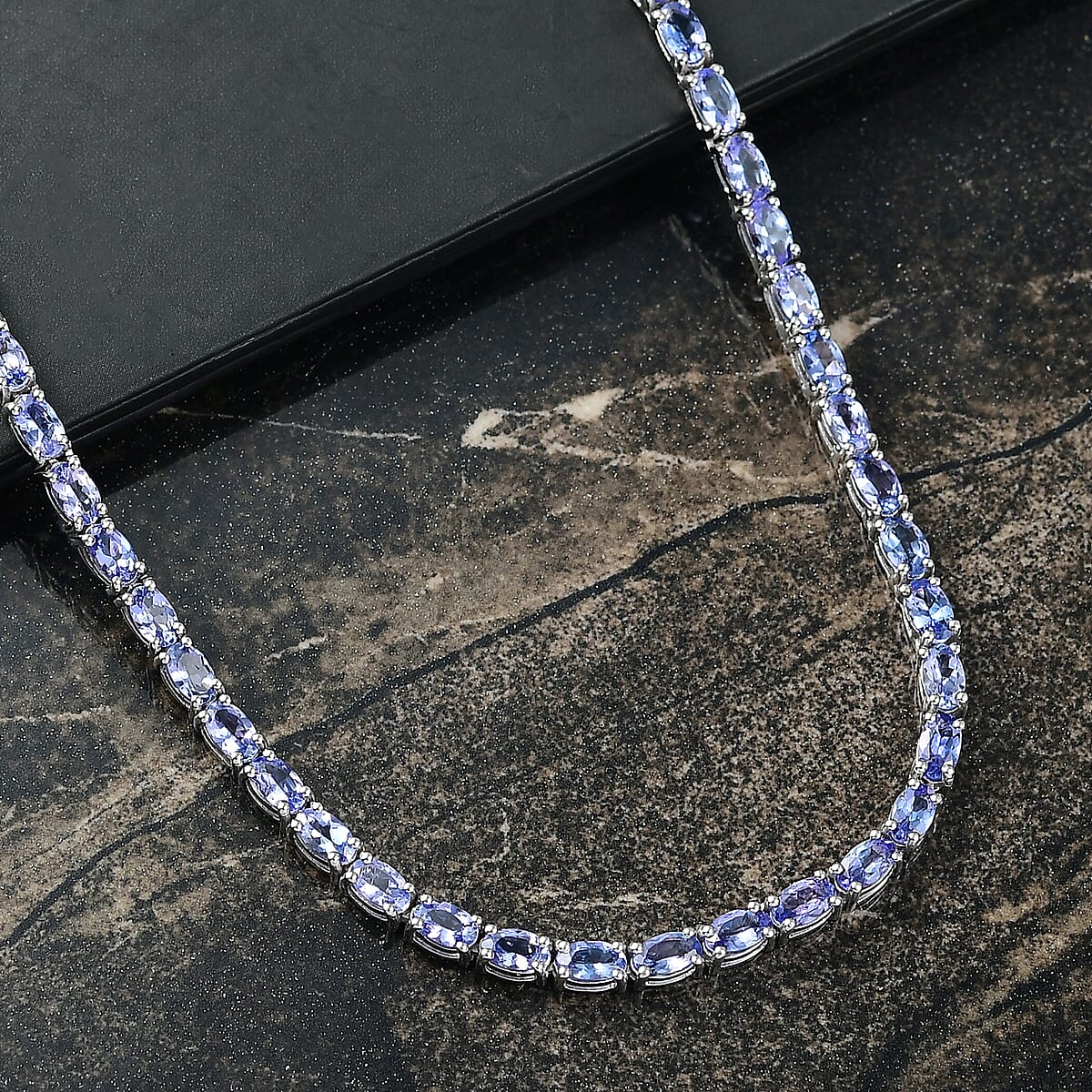 Doorbuster D'Joy Tanzanite 19.0 ctw Blue Floral Vine Necklace in Rhodium Over Sterling Silver 18 Inches image number 1