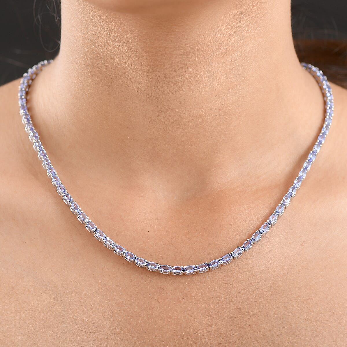 Doorbuster D'Joy Tanzanite 19.0 ctw Blue Floral Vine Necklace in Rhodium Over Sterling Silver 18 Inches image number 2