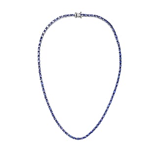 D'Joy Tanzanite Floral Vine Necklace in Rhodium Over Sterling Silver 18.85 ctw  (18 Inches)