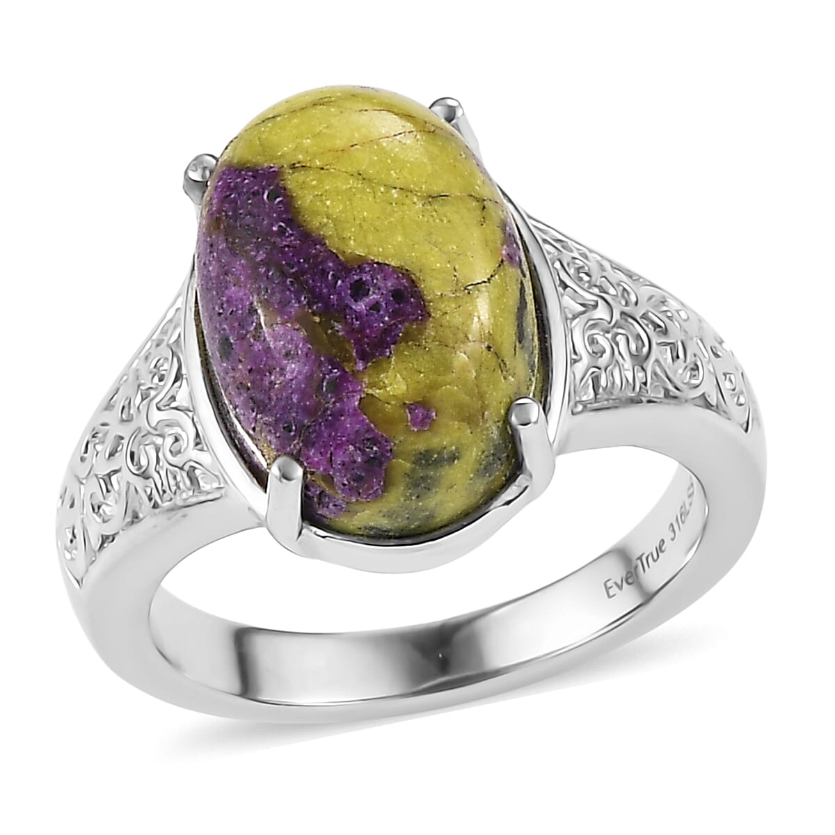 EverTrue Tasmanian Stichtite 6.90 ctw Natures Mystic Ring in Stainless Steel (Size 9.0)