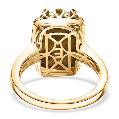 EverTrue Tasmanian Stichtite 7.40 ctw Earthborn Crown Majesty Ring in 18K YG Plated (Size 7.0)