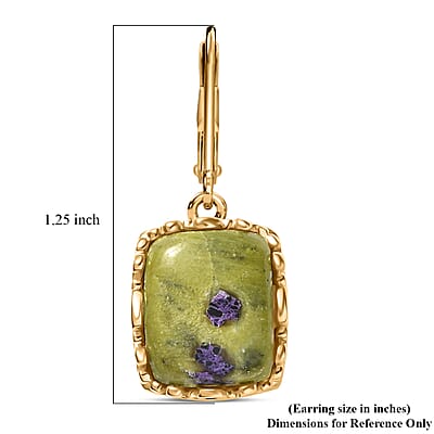 EverTrue Tasmanian Stichtite 13.35 ctw Earthborn Crown Majesty Earrings in 18K YG Plated