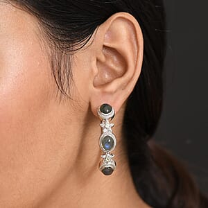 EverTrue Malagasy Labradorite, Peridot Hoop Earrings in Platinum Bond 8.30 ctw