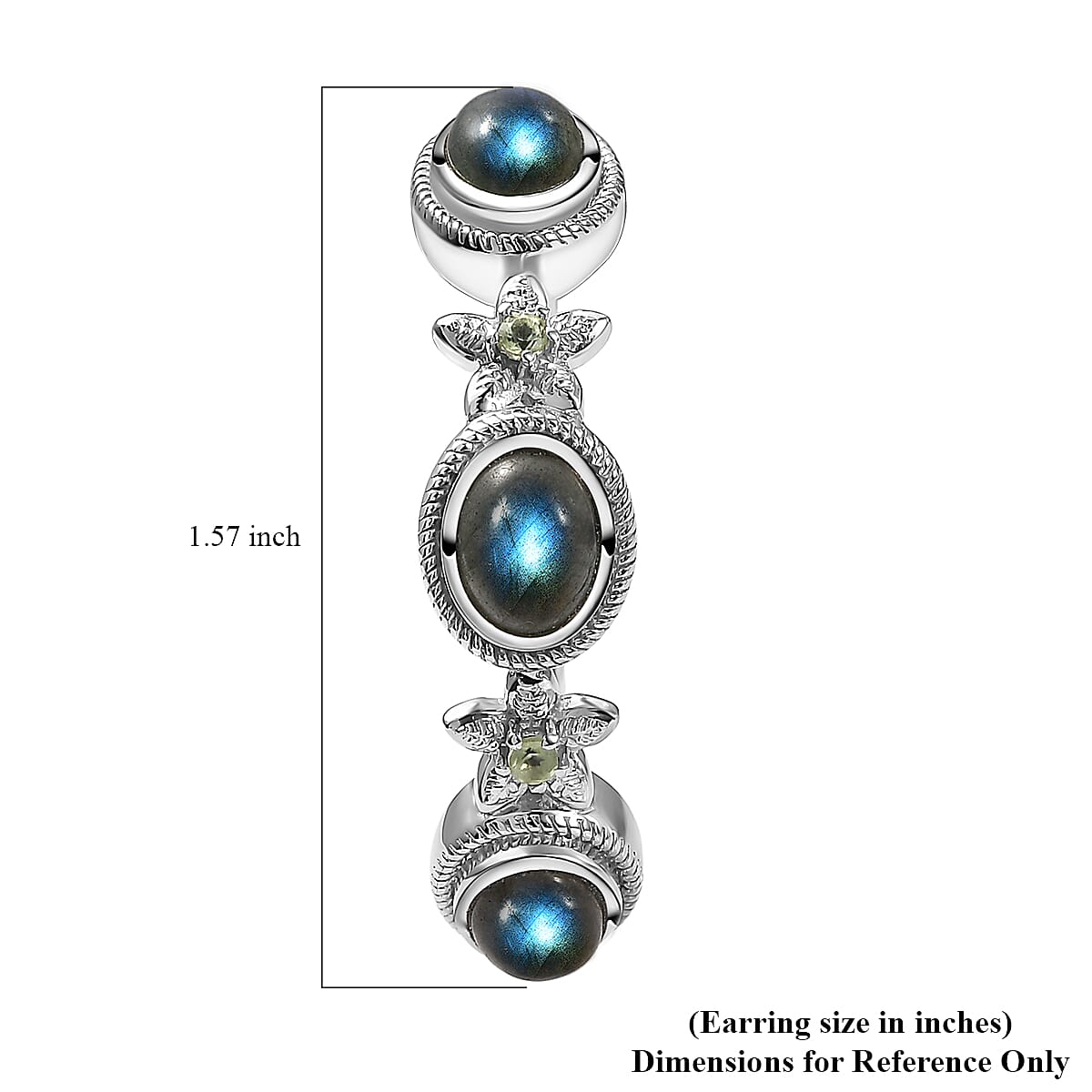 EverTrue Malagasy Labradorite and Peridot 8.30 ctw Hoop Earrings in Platinum Bond image number 4