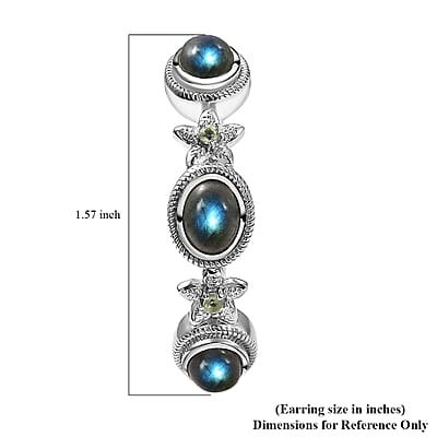 EverTrue Malagasy Labradorite, Peridot Bloomline Earrings in Platinum Bond 8.30 ctw