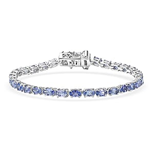 Doorbuster D'Joy Tanzanite 7.00 ctw Blue Floral Vines Bracelet in Rhodium Over Sterling Silver (6.50 In)
