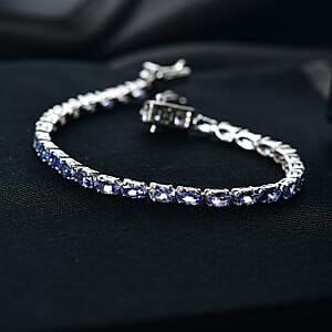  D'Joy Tanzanite 7.00 ctw Blue Floral Vines Bracelet in Rhodium Over Sterling Silver (6.50 In)