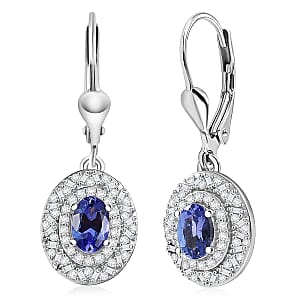 D'Joy Premium Tanzanite and Diamond 1.50 ctw Snowflake Earrings in Rhodium Over Sterling Silver 