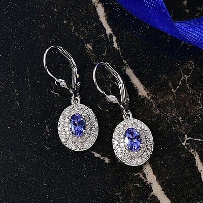D'Joy Tanzanite, Diamond Snowflake Earrings in Rhodium Over Sterling Silver 1.50 ctw