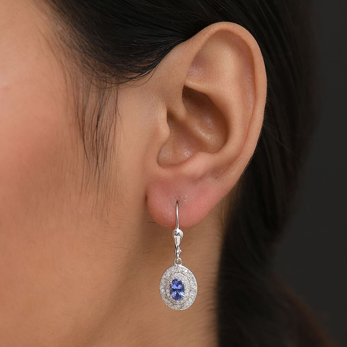 D'Joy Premium Tanzanite and Diamond 1.50 ctw Snowflake Earrings in Rhodium Over Sterling Silver  image number 2