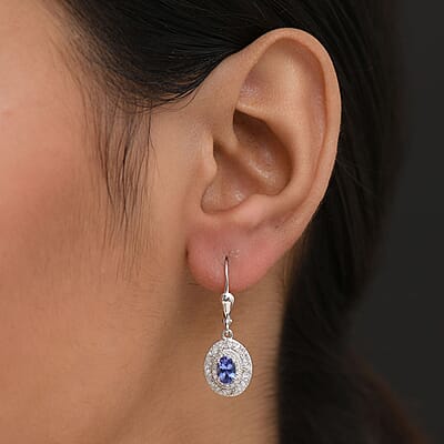 D'Joy Tanzanite, Diamond Snowflake Earrings in Rhodium Over Sterling Silver 1.50 ctw