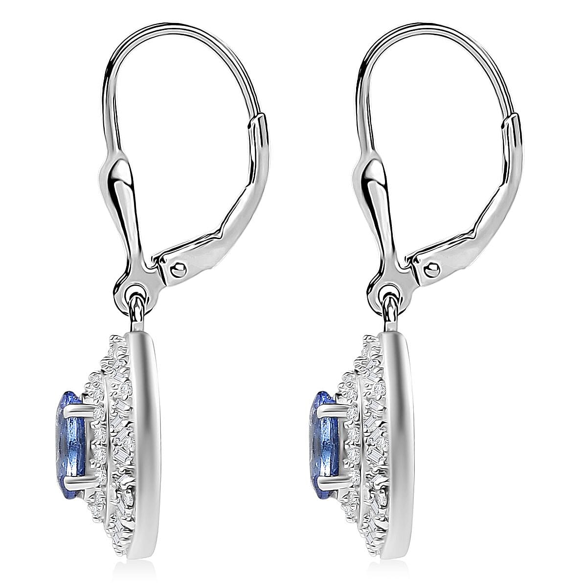 D'Joy Premium Tanzanite and Diamond 1.50 ctw Snowflake Earrings in Rhodium Over Sterling Silver  image number 3