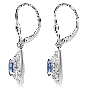 D'Joy Tanzanite, Diamond Snowflake Earrings in Rhodium Over Sterling Silver 1.50 ctw