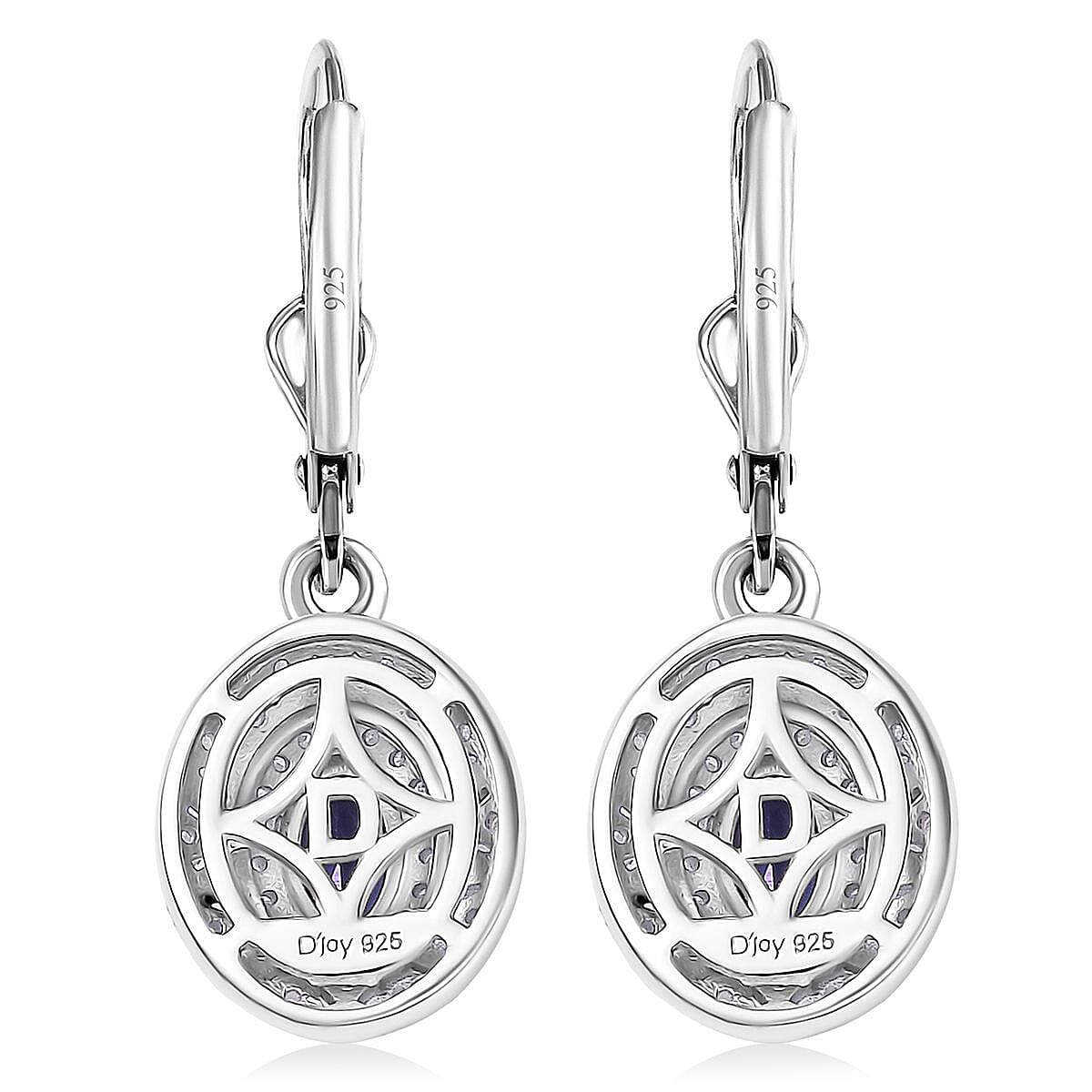 D'Joy Premium Tanzanite and Diamond 1.50 ctw Snowflake Earrings in Rhodium Over Sterling Silver  image number 4