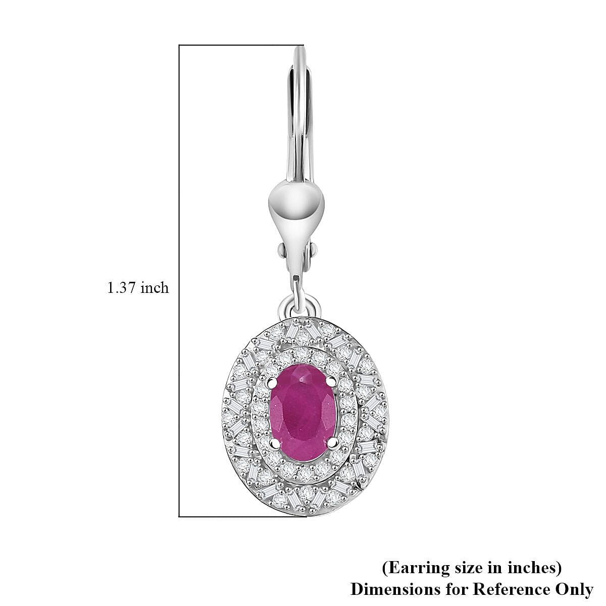 D'Joy Premium Royal Ruby and Diamond 1.85 ctw Snowflake Earrings in Rhodium Over Sterling Silver image number 5