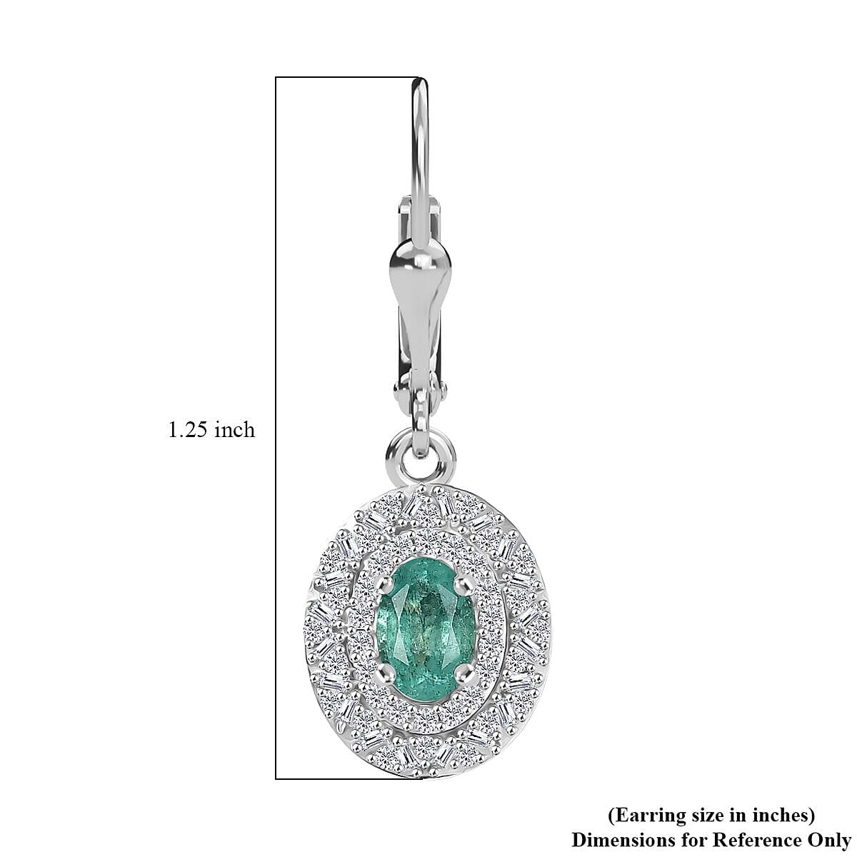D'Joy Zambian Emerald, Diamond Snowflake Earrings in Rhodium Over Sterling Silver 1.20 ctw