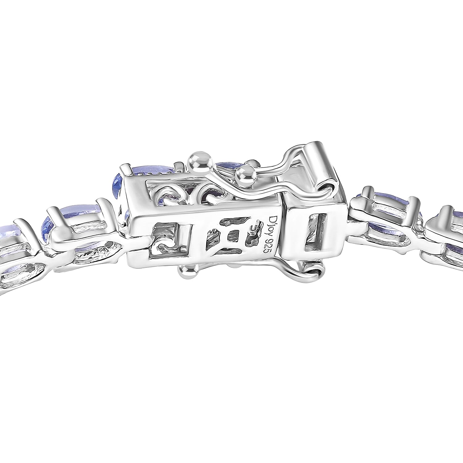 D'Joy Tanzanite 8.50 ctw Blue Floral Vines Bracelet in Rhodium Over Sterling Silver (8.00 In)