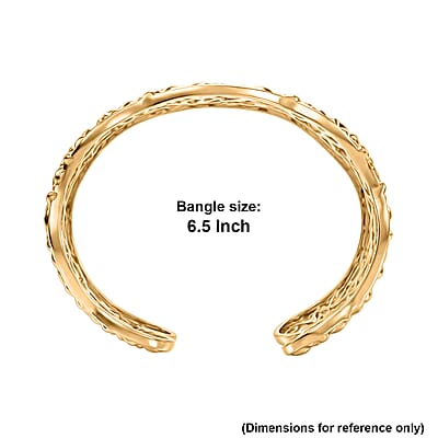 EverTrue Bronzella Collection Leaves Cuff Bracelet in 18K YG Plated Bronze (6.50 In)