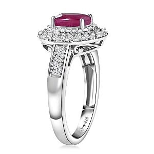 D'Joy Ruby, Diamond Snowflake Ring in Rhodium Over Sterling Silver 2.40 ctw (Size 10.0)