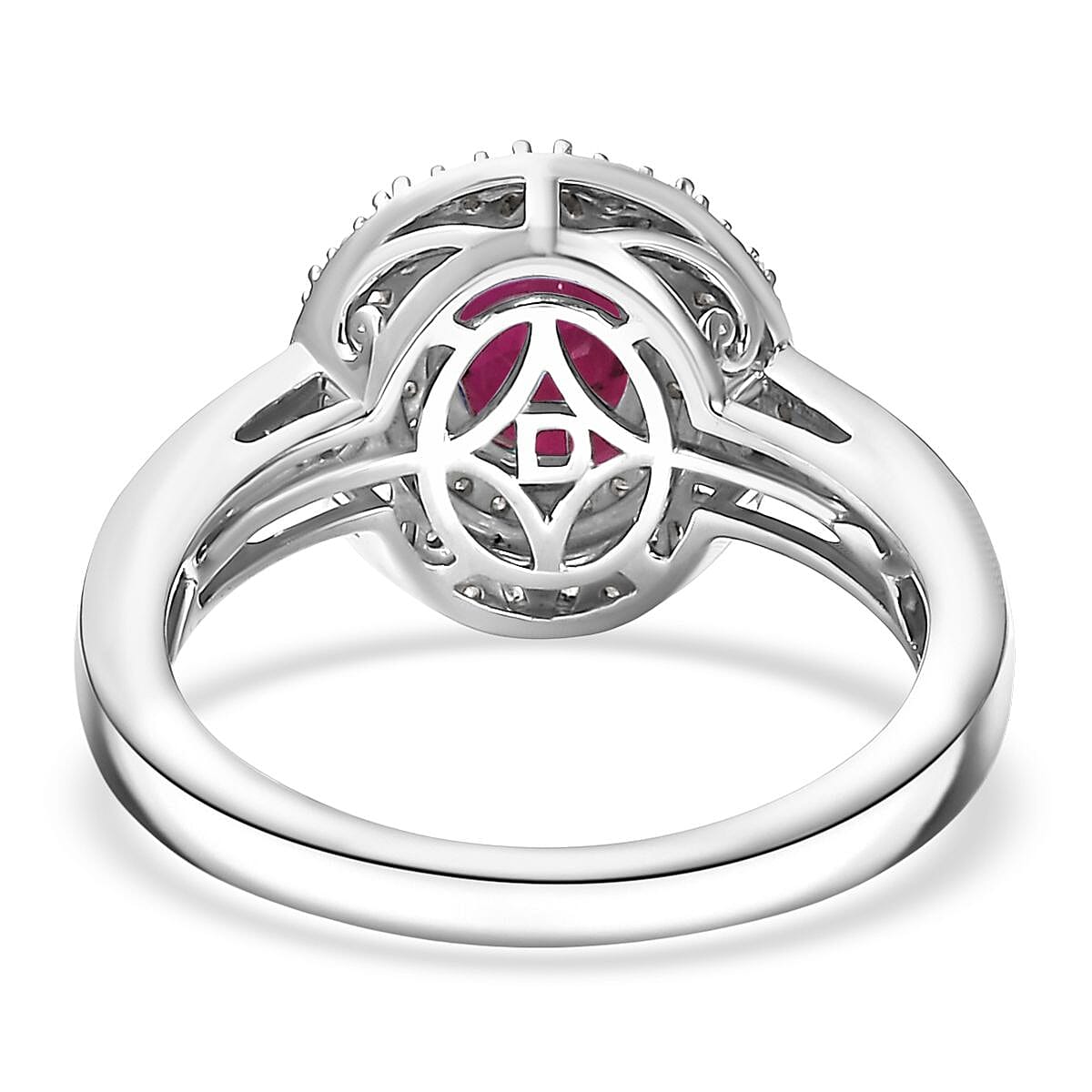 D'Joy Premium Royal Ruby and Diamond 2.40 ctw Snowflake Ring in Rhodium Over Sterling Silver (Size 6.0) image number 4