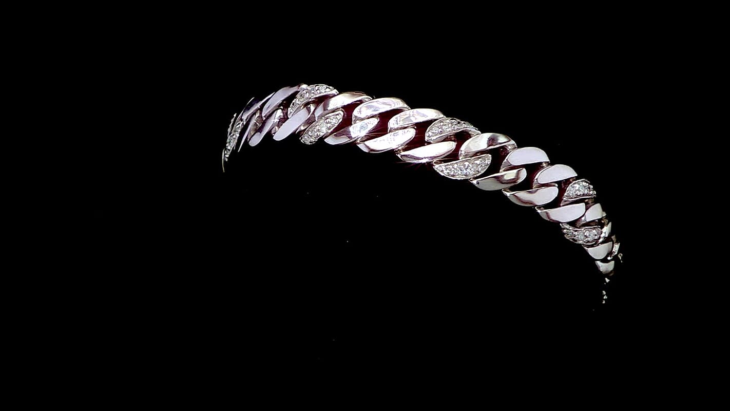 Luxuriant Lab Grown Diamond G-H SI 1.00 ctw Cuban Link Chain Bracelet in Rhodium Over Sterling Silver (6.50 In)