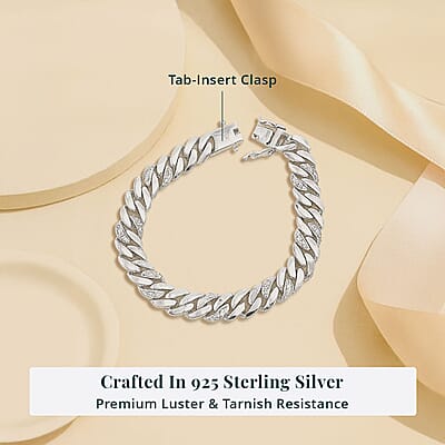 Luxuriant Lab Grown Diamond G-H SI 1.00 ctw Cuban Link Chain Bracelet in Rhodium Over Sterling Silver (6.50 In)
