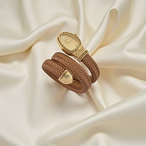 Doorbuster Strada Pink Austrian Crystal Japanese Movement Watch in Gold Faux Leather Braided Strap