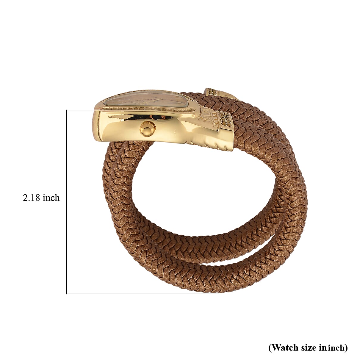 Doorbuster Strada Pink Austrian Crystal Japanese Movement Watch in Gold Faux Leather Braided Strap image number 5