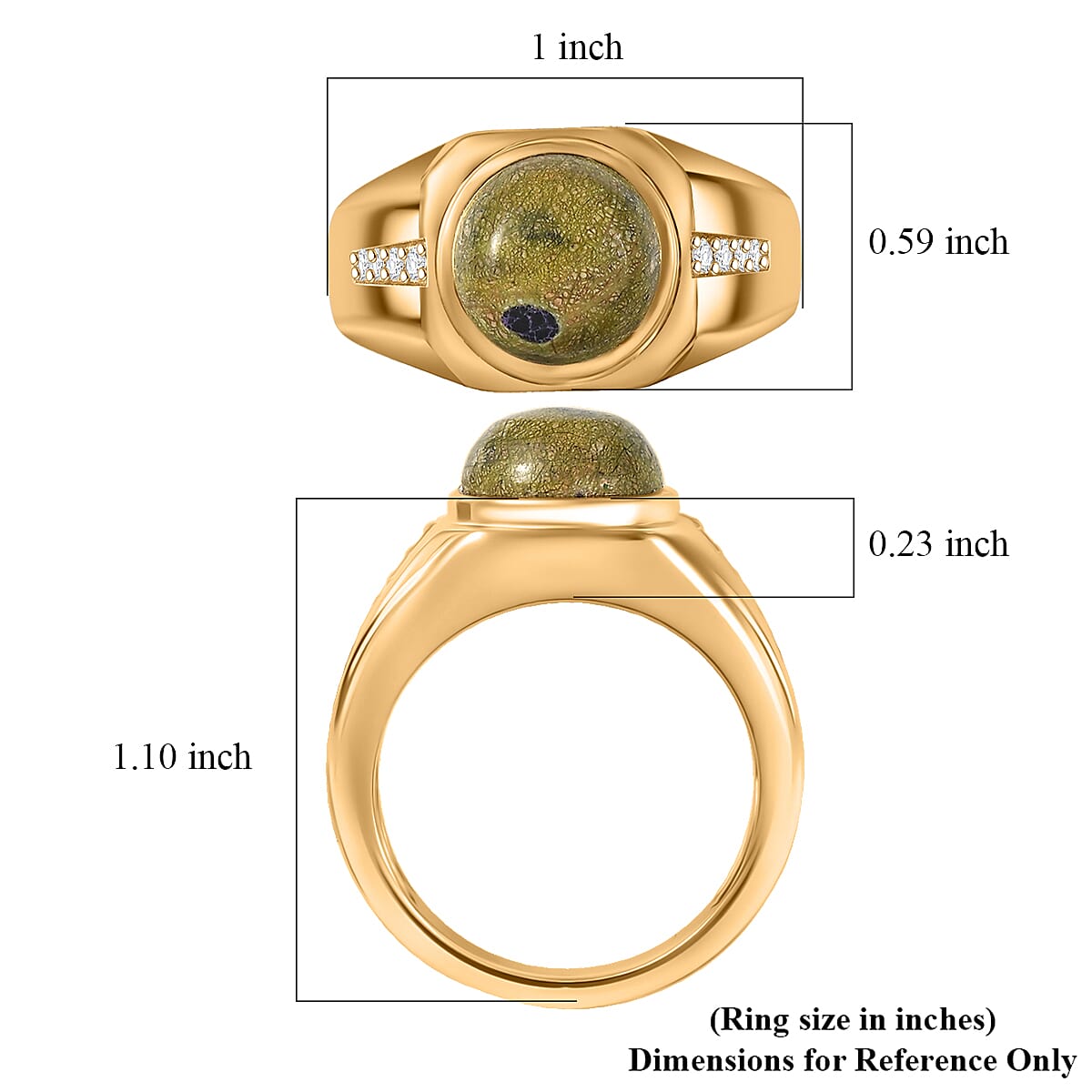 EverTrue Tasmanian Stichtite, White Zircon Men's Ring in 18K YG Plated (Size 10.0) 4.50 ctw image number 5
