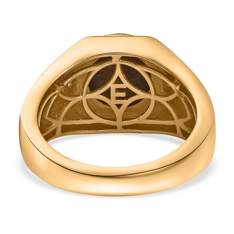 EverTrue Tasmanian Stichtite and White Zircon 4.50 ctw Men's Ring in 18K YG Plated (Size 12.0)