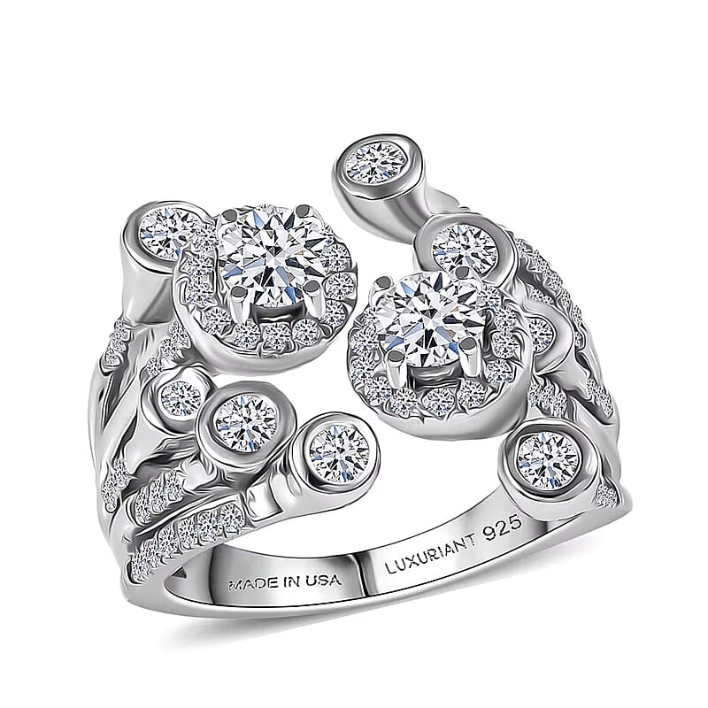 Luxuriant Lab Grown Diamond (G-H, SI) Bubbles Ring in Rhodium Over Sterling Silver 1.50 ctw (Size 10.0)