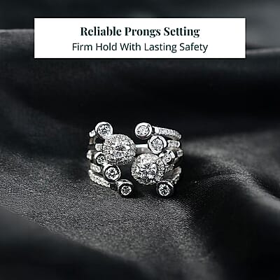 Luxuriant Lab Grown Diamond (G-H, SI) Bubbles Ring in Rhodium Over Sterling Silver 1.50 ctw (Size 10.0)