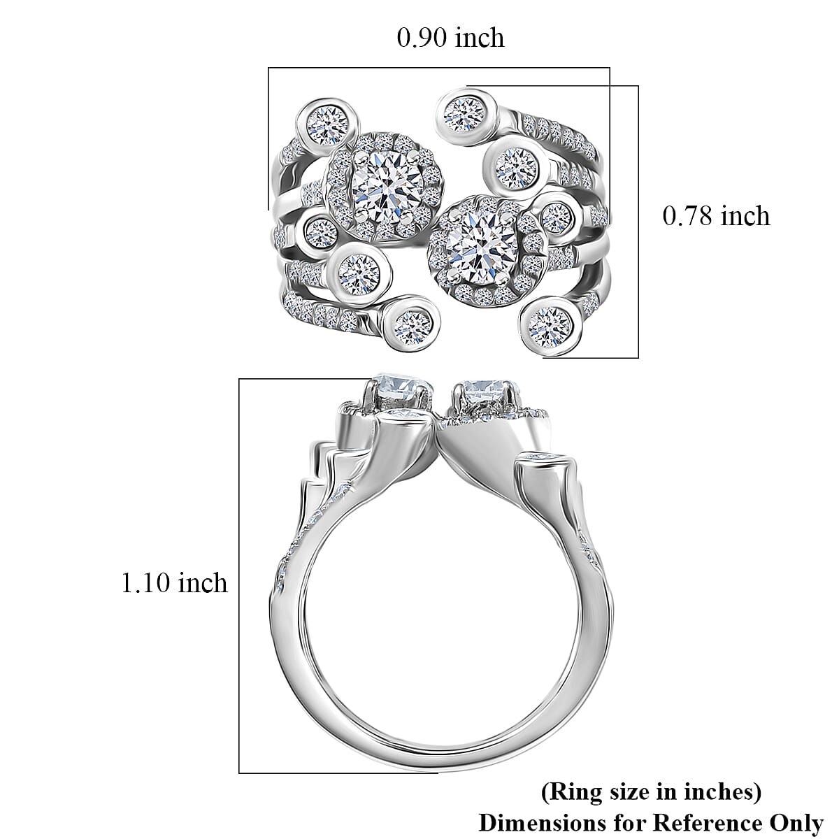 Luxuriant Lab Grown Diamond (G-H, SI) Bubbles Ring in Rhodium Over Sterling Silver (Size 10.0) 1.50 ctw image number 5