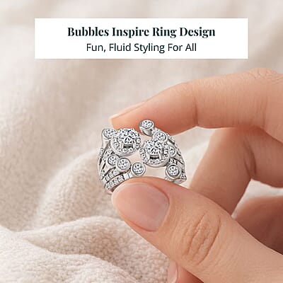 Luxuriant Lab Grown Diamond (G-H, SI) Bubbles Ring in Rhodium Over Sterling Silver 1.50 ctw (Size 10.0)