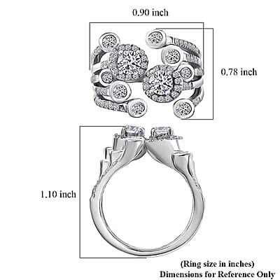 Luxuriant Lab Grown Diamond (G-H, SI) Bubbles Ring in Rhodium Over Sterling Silver 1.50 ctw (Size 10.0)