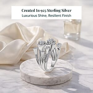 Luxuriant Lab Grown Diamond (G-H, SI) Bubbles Ring in Rhodium Over Sterling Silver 1.50 ctw (Size 8.0)