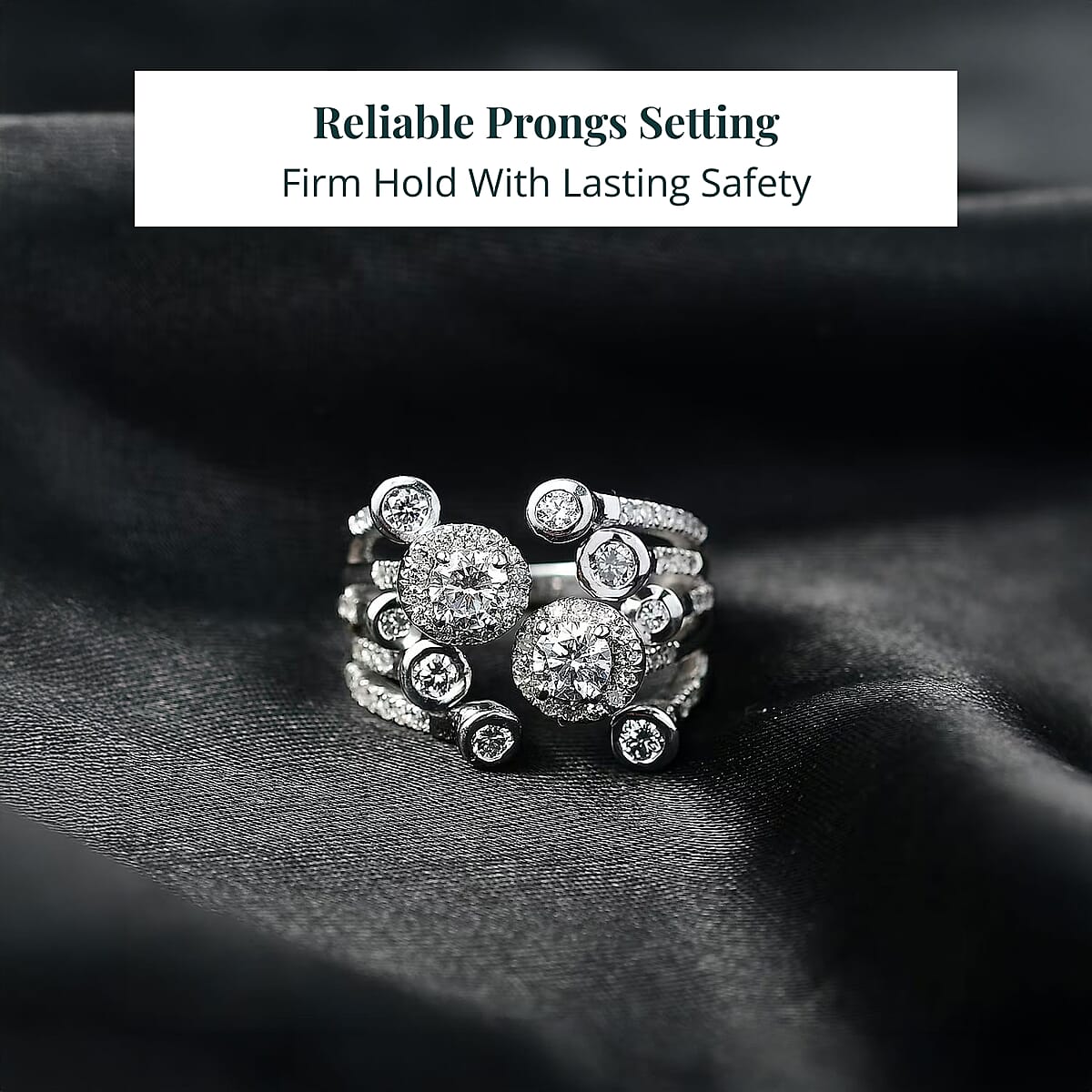 Luxuriant Lab Grown Diamond (G-H, SI) Bubbles Ring in Rhodium Over Sterling Silver 1.50 ctw (Size 8.0) image number 4