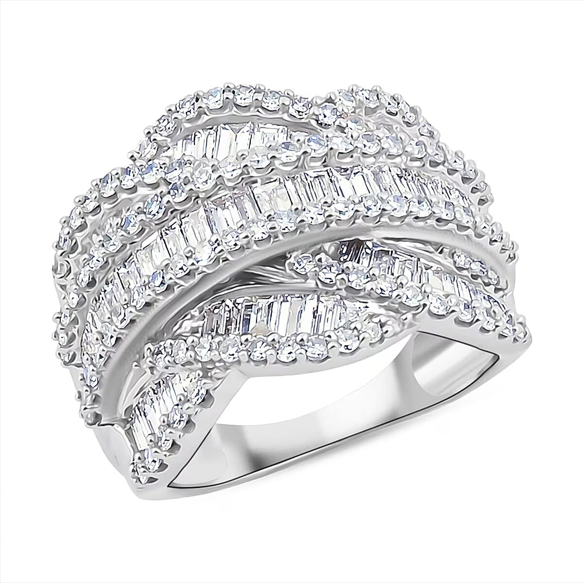 Luxuriant Lab Grown Diamond G-H SI 3.00 ctw Ring in Rhodium Over Sterling Silver image number 0