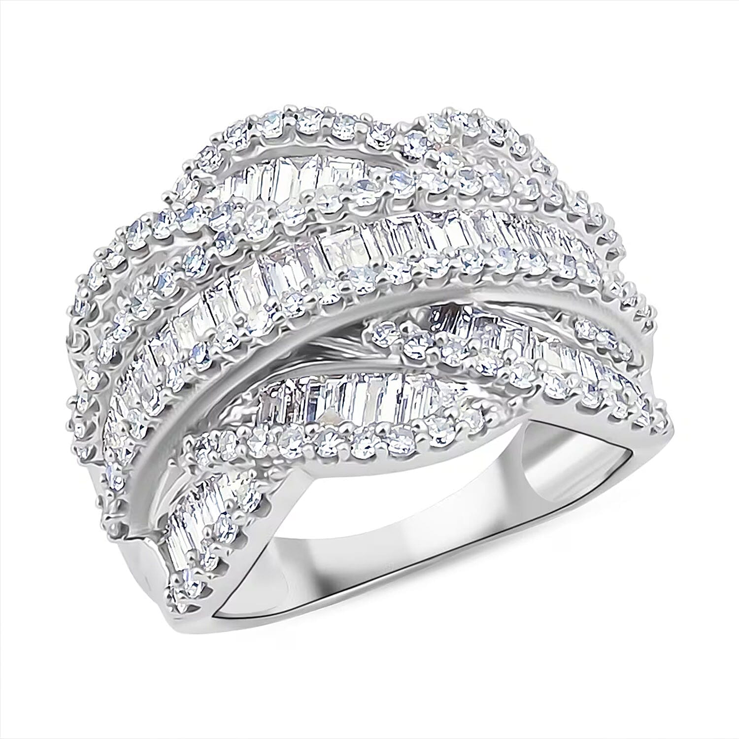 Luxuriant Lab Grown Diamond Ring in Rhodium Over Sterling Silver 3.00 ctw (Size 7.0)