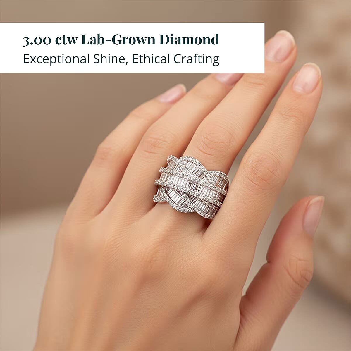 07th Dec TLV Luxuriant Lab Grown Diamond (G-H, SI) Ring in Rhodium Over Sterling Silver (Size 7.0) 3.00 ctw image number 1