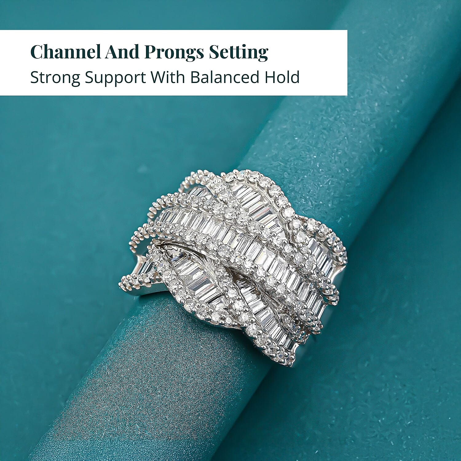 Luxuriant Lab Grown Diamond Ring in Rhodium Over Sterling Silver 3.00 ctw (Size 7.0)