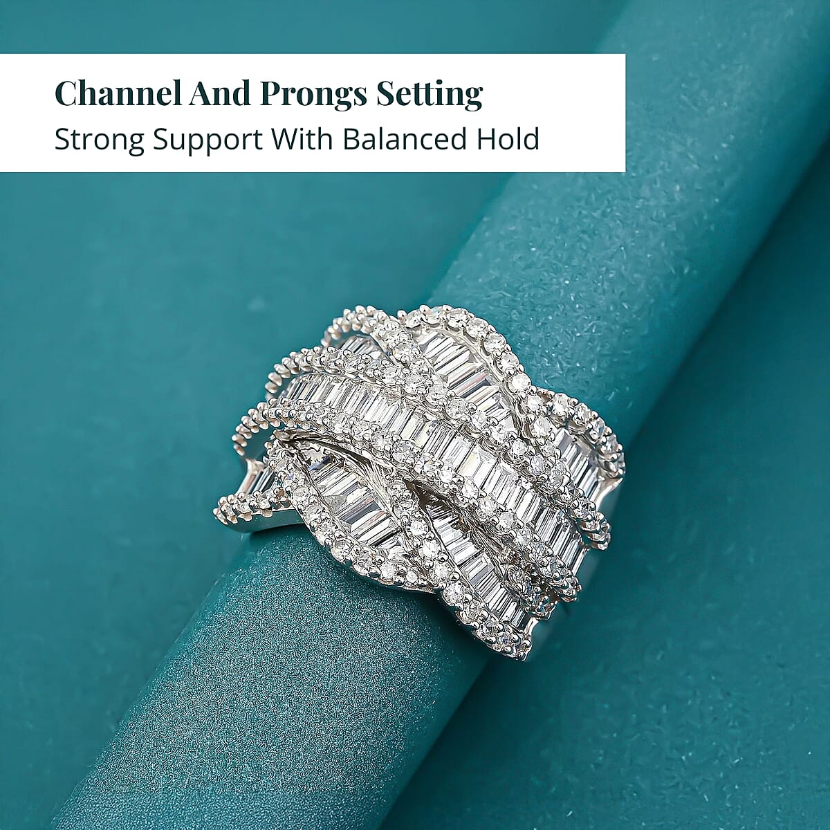 07th Dec TLV Luxuriant Lab Grown Diamond (G-H, SI) Ring in Rhodium Over Sterling Silver (Size 7.0) 3.00 ctw image number 4