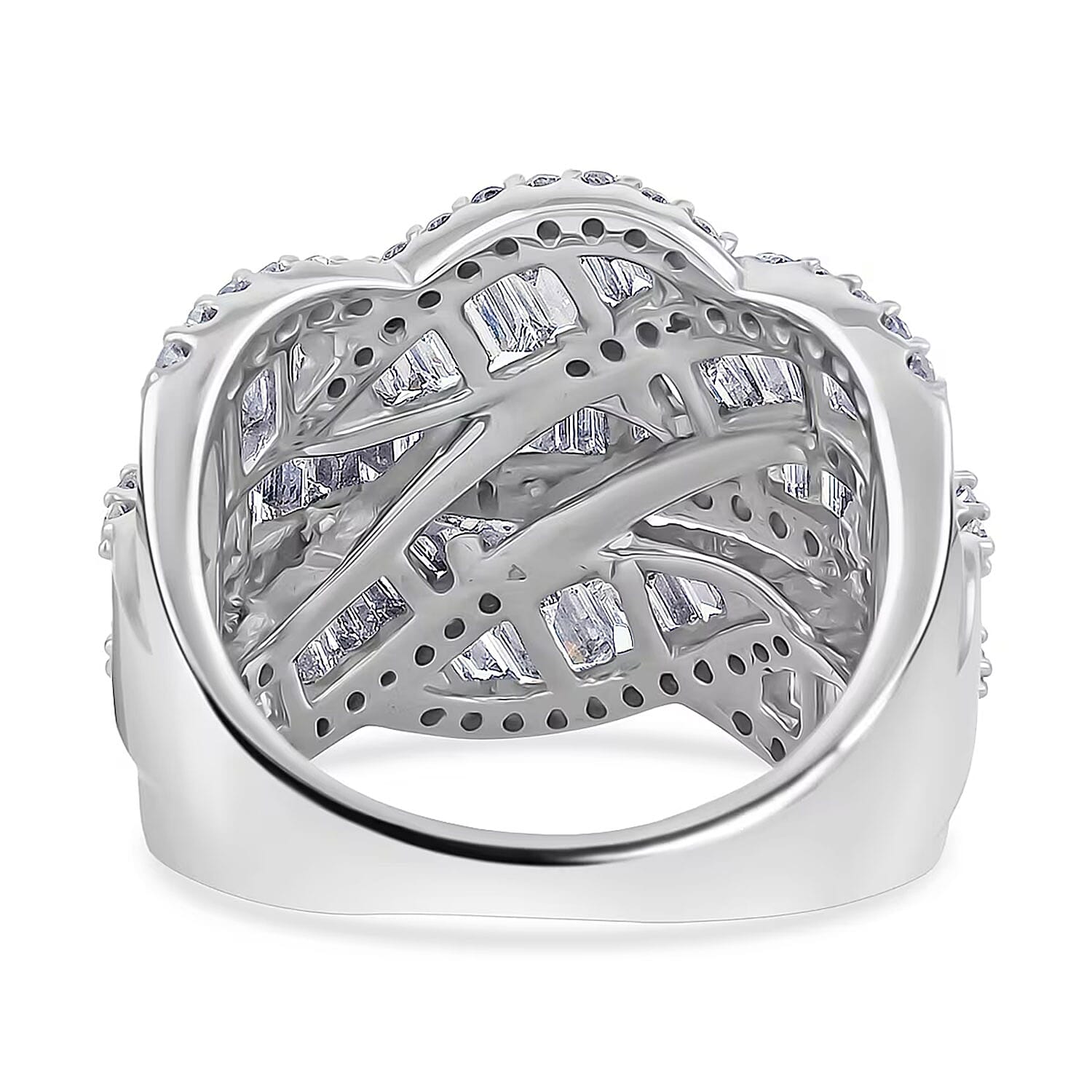 Luxuriant Lab Grown Diamond Ring in Rhodium Over Sterling Silver 3.00 ctw (Size 7.0)