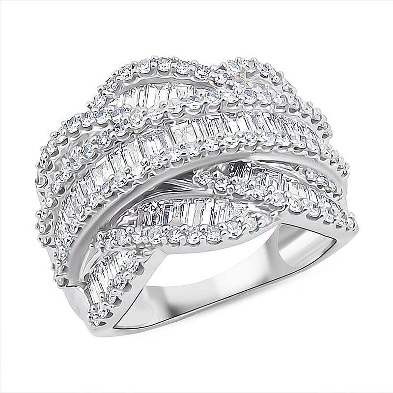 Luxuriant Lab Grown Diamond Ring in Rhodium Over Sterling Silver 3.00 ctw (Size 8.0)