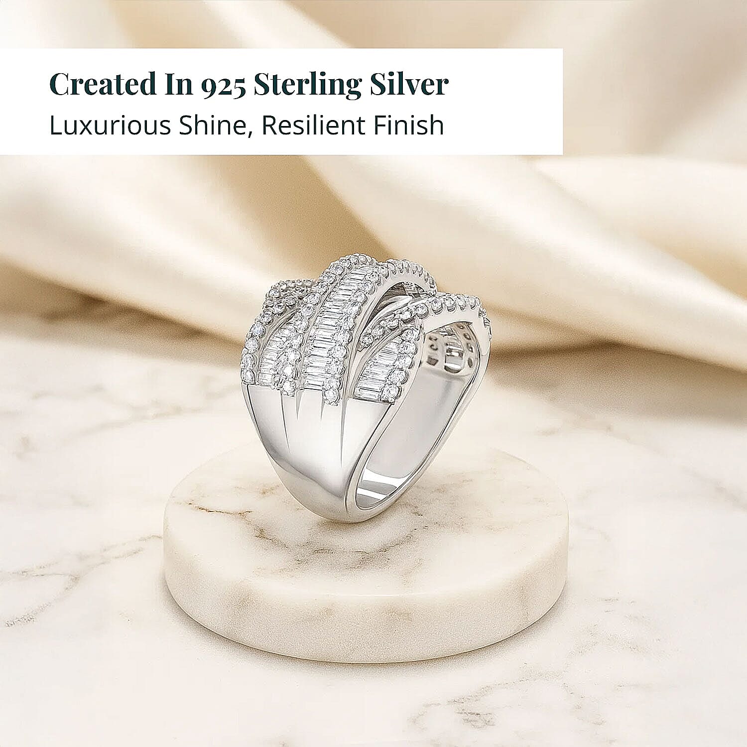 Luxuriant Lab Grown Diamond Ring in Rhodium Over Sterling Silver 3.00 ctw (Size 8.0)