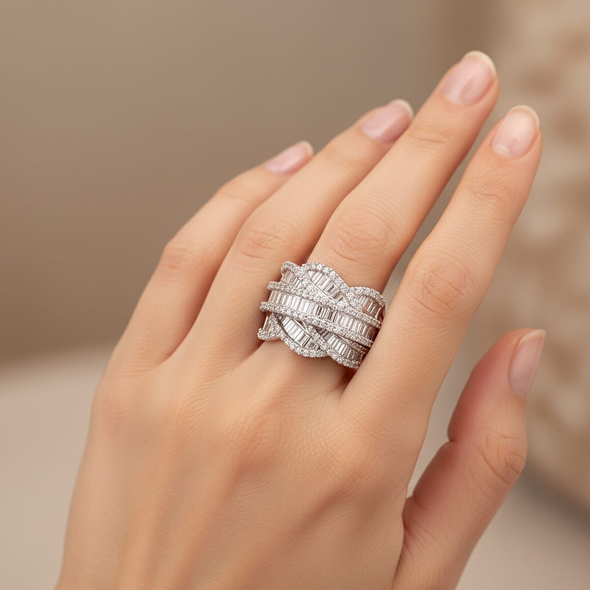 Doorbuster Luxuriant Lab Grown Diamond G-H SI 3.00 ctw Ring in Rhodium Over Sterling Silver (Size 8.0) image number 2