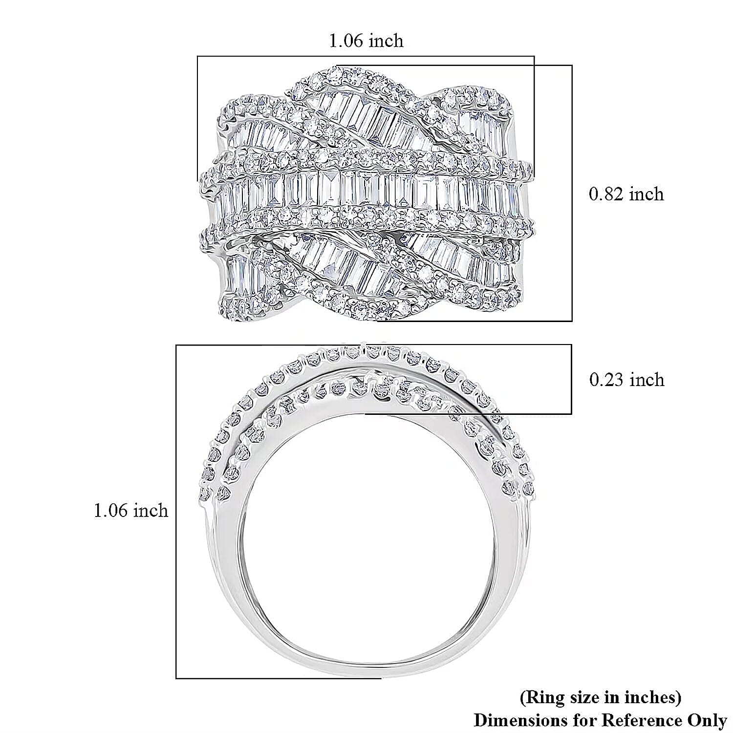 Luxuriant Lab Grown Diamond Ring in Rhodium Over Sterling Silver 3.00 ctw (Size 8.0)
