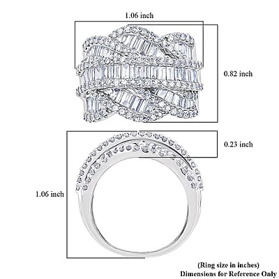 Luxuriant Lab Grown Diamond Ring in Rhodium Over Sterling Silver 3.00 ctw (Size 8.0)
